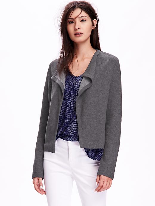 Image number 1 showing, Open-Front Moto Fleece Jacket for Women