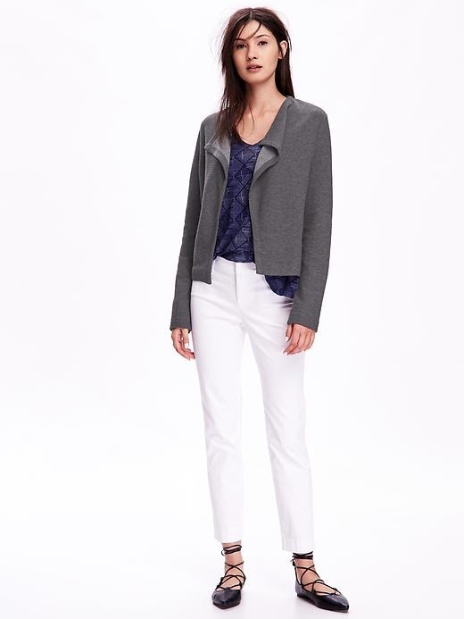 Image number 3 showing, Open-Front Moto Fleece Jacket for Women