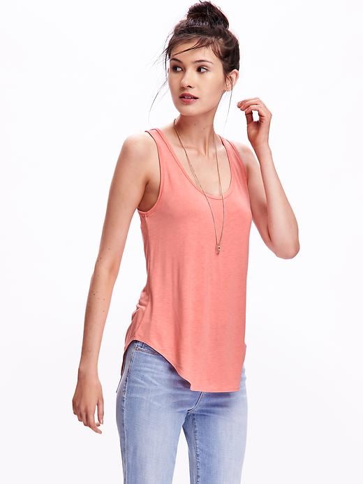 Image number 1 showing, Relaxed Curved-Hem Scoop-Neck Tank for Women