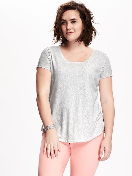 View large product image 1 of 1. Solid Plus-Size Scoop Neck Tee