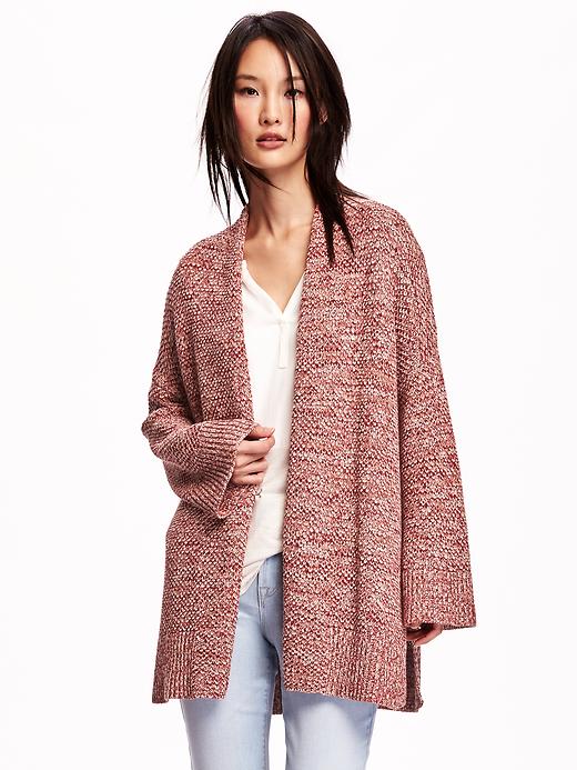 Image number 1 showing, Chunky-Knit Open-Front Kimono-Sleeve Cardigan for Women