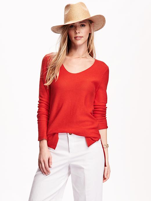 Image number 1 showing, Side-Slit Tunic Sweater for Women