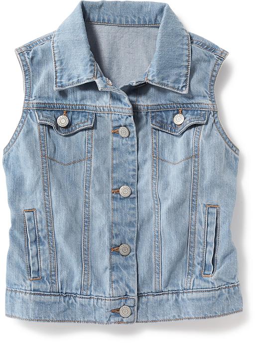 View large product image 1 of 1. Button-Front Denim Vests for Girls