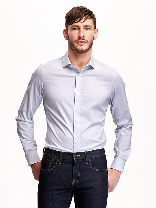 slim fit dress slacks Mens Slim Fit Non Iron Cotton Pinpoint Dress Shirt main image 0