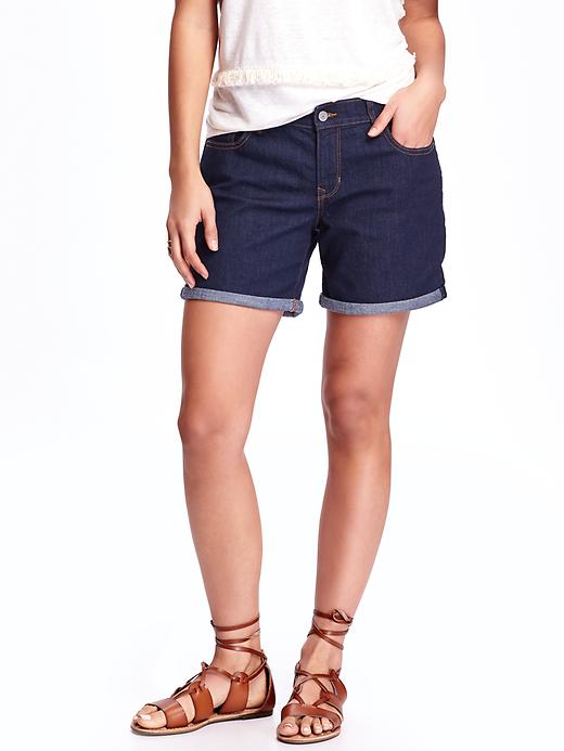 View large product image 1 of 1. Cuffed Curvy Denim Shorts for Women (5")