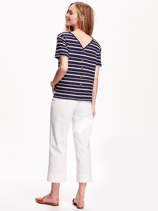 Image number 2 showing, Relaxed Striped Button-Back Top for Women