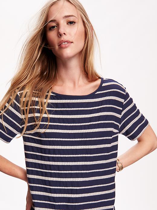 Image number 4 showing, Relaxed Striped Button-Back Top for Women