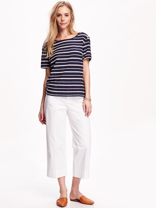 Image number 3 showing, Relaxed Striped Button-Back Top for Women