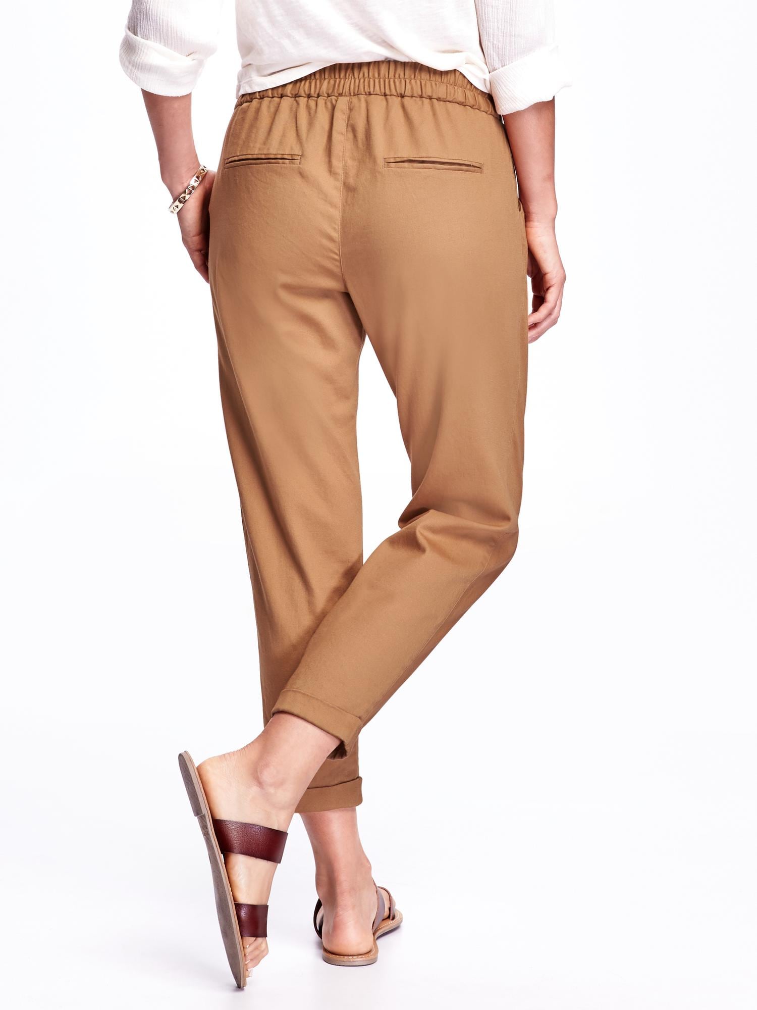 Drawstring Tapered Cropped Pants