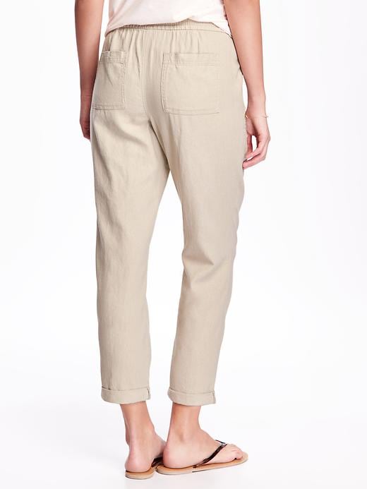 View large product image 2 of 2. Linen-Blend Cropped Pants for Women