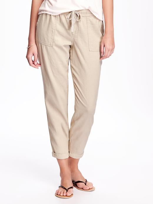 View large product image 1 of 2. Linen-Blend Cropped Pants for Women