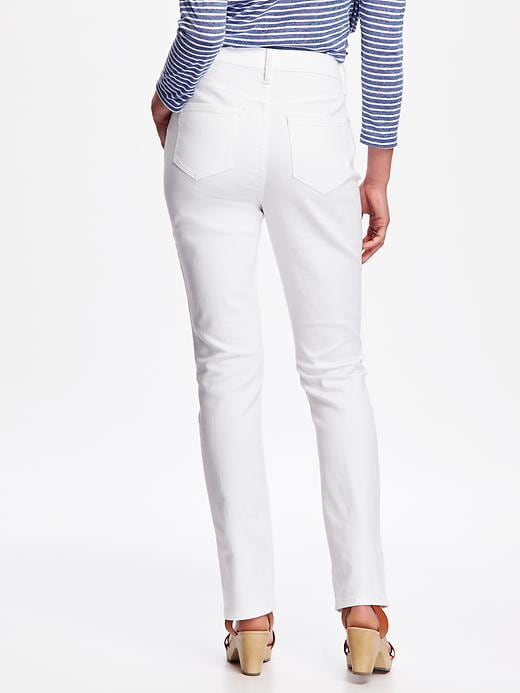 View large product image 2 of 2. Mid-Rise Curvy Straight White Jeans for Women