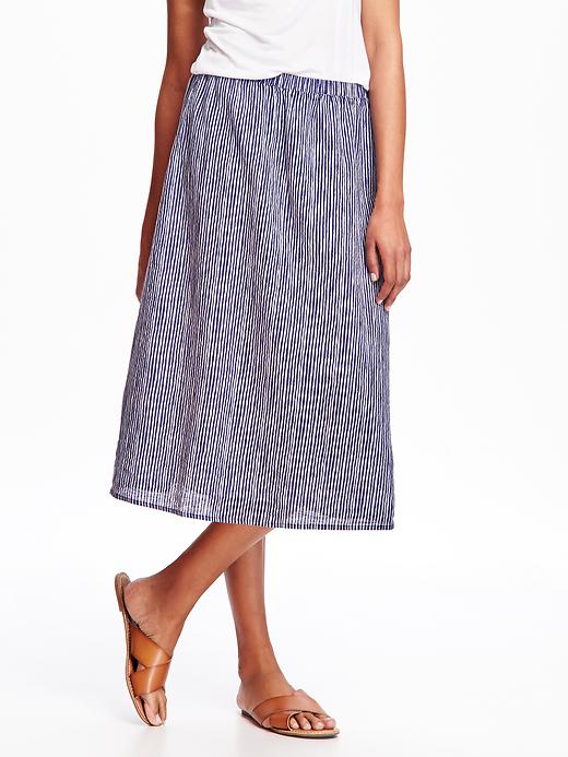 View large product image 1 of 2. Pull-On Linen Midi Skirt for Women
