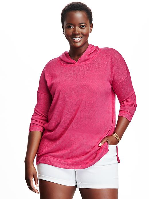 View large product image 1 of 1. Relaxed Sweater-Knit Plus-Size Hoodie