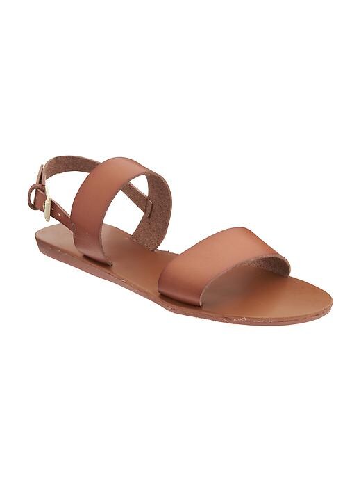 View large product image 1 of 1. Faux-Leather Double-Strap Sandals for Women