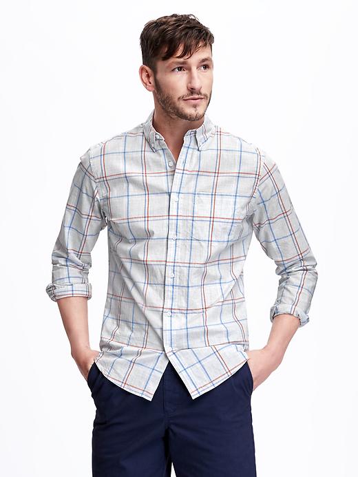 Image number 1 showing, Slim-Fit Heathered-Plaid Shirt for Men