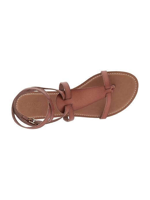 Image number 4 showing, Faux Leather T-Strap Sandals for Women