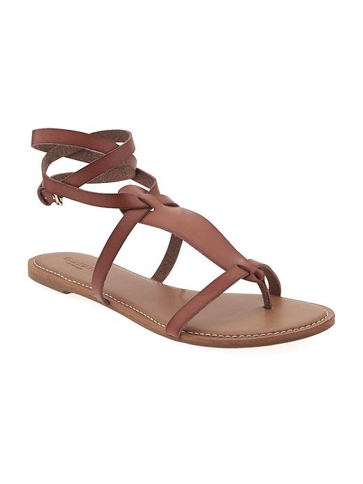 Image number 1 showing, Faux Leather T-Strap Sandals for Women