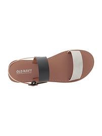 View large product image 3 of 4. Faux-Leather Metallic Sling-Back Sandals for Girls