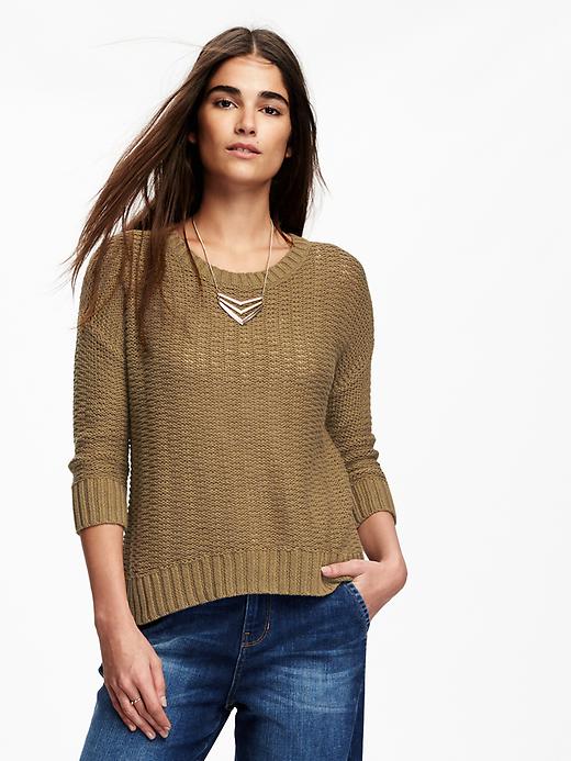 View large product image 1 of 1. Hi-Lo Open-Knit Sweater for Women