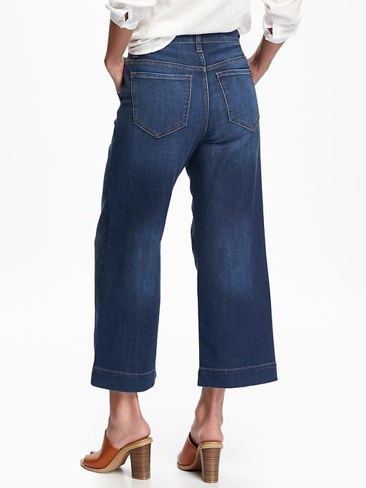 View large product image 2 of 2. Cropped Hi-Rise Wide-Leg Jeans for Women