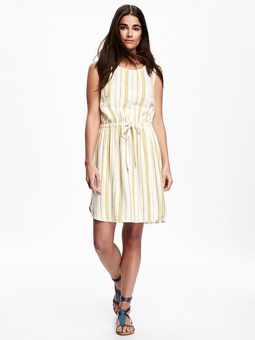 Image number 1 showing, Sleeveless Linen-Blend Waisted Shift Dress for Women