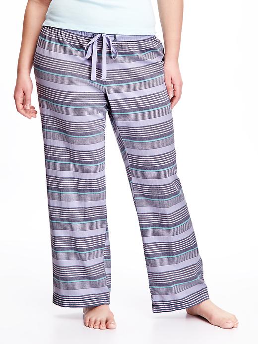View large product image 1 of 2. Striped Poplin Plus-Size PJ Pants