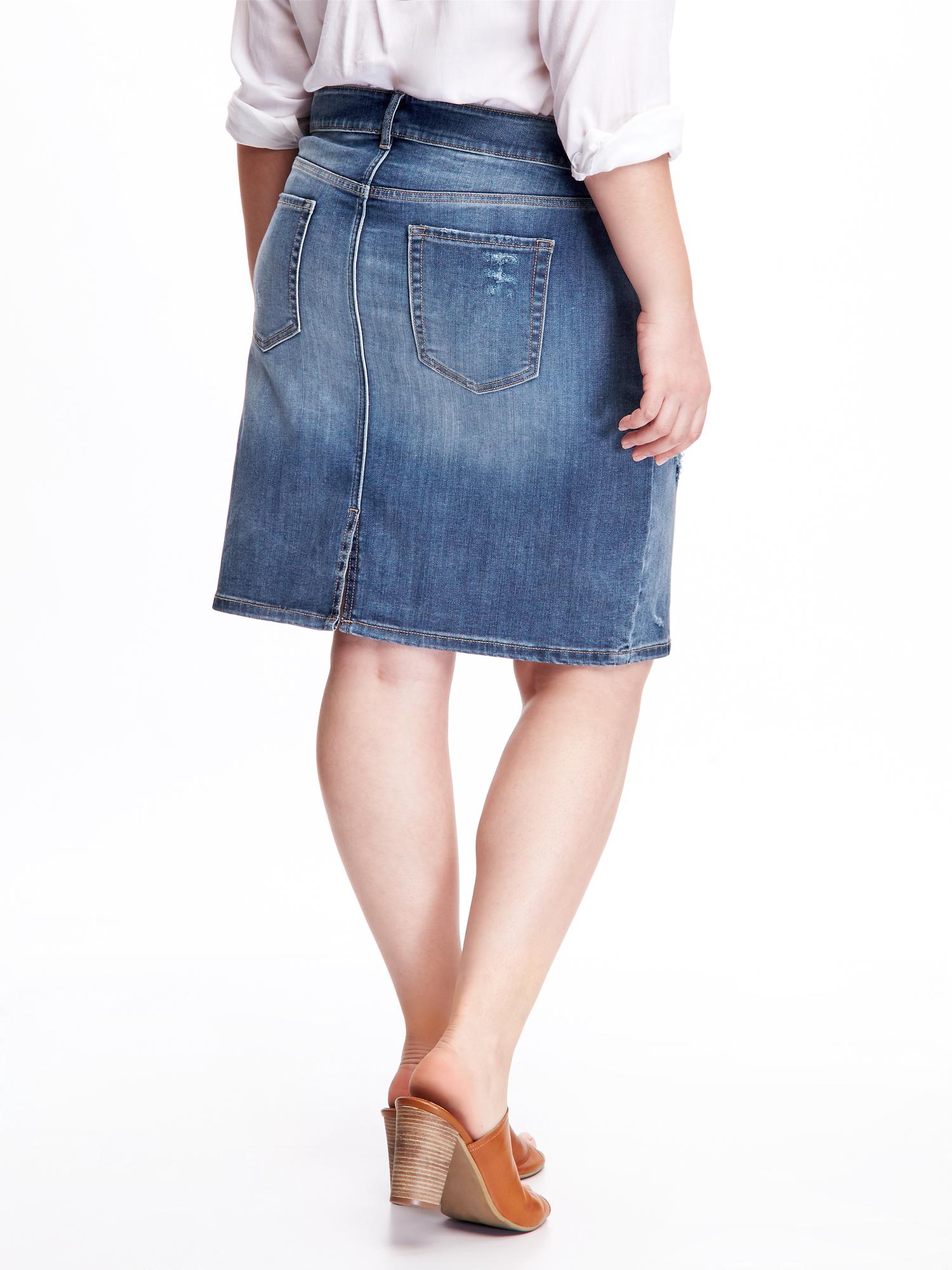 BEST in sales SKIES ARE BLUE Clothing Plus Size - Button Denim Midi Skirt;  made by Skies Are Blue online shop