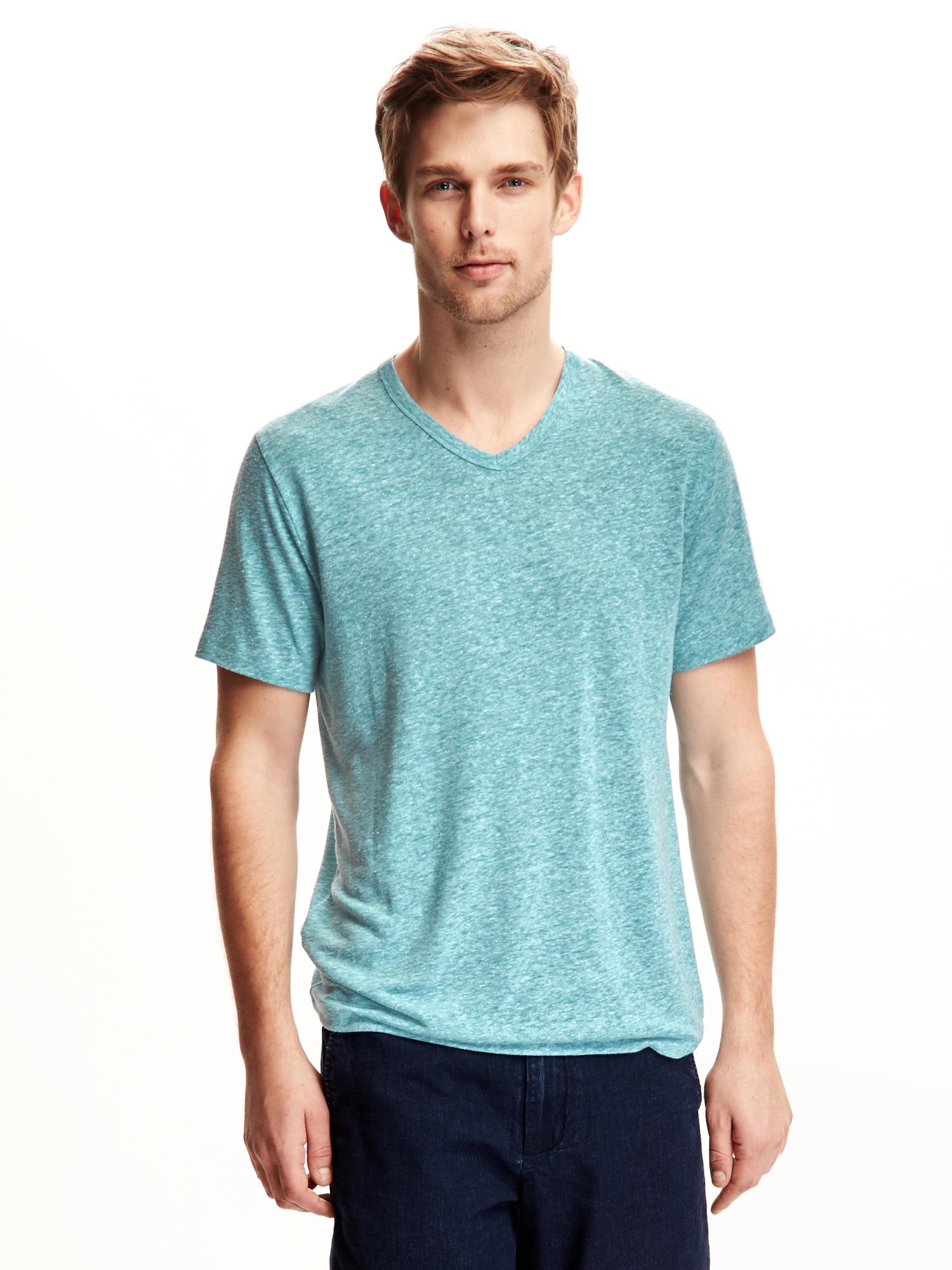 Linen-Blend V-Neck Tee for Men | Old Navy