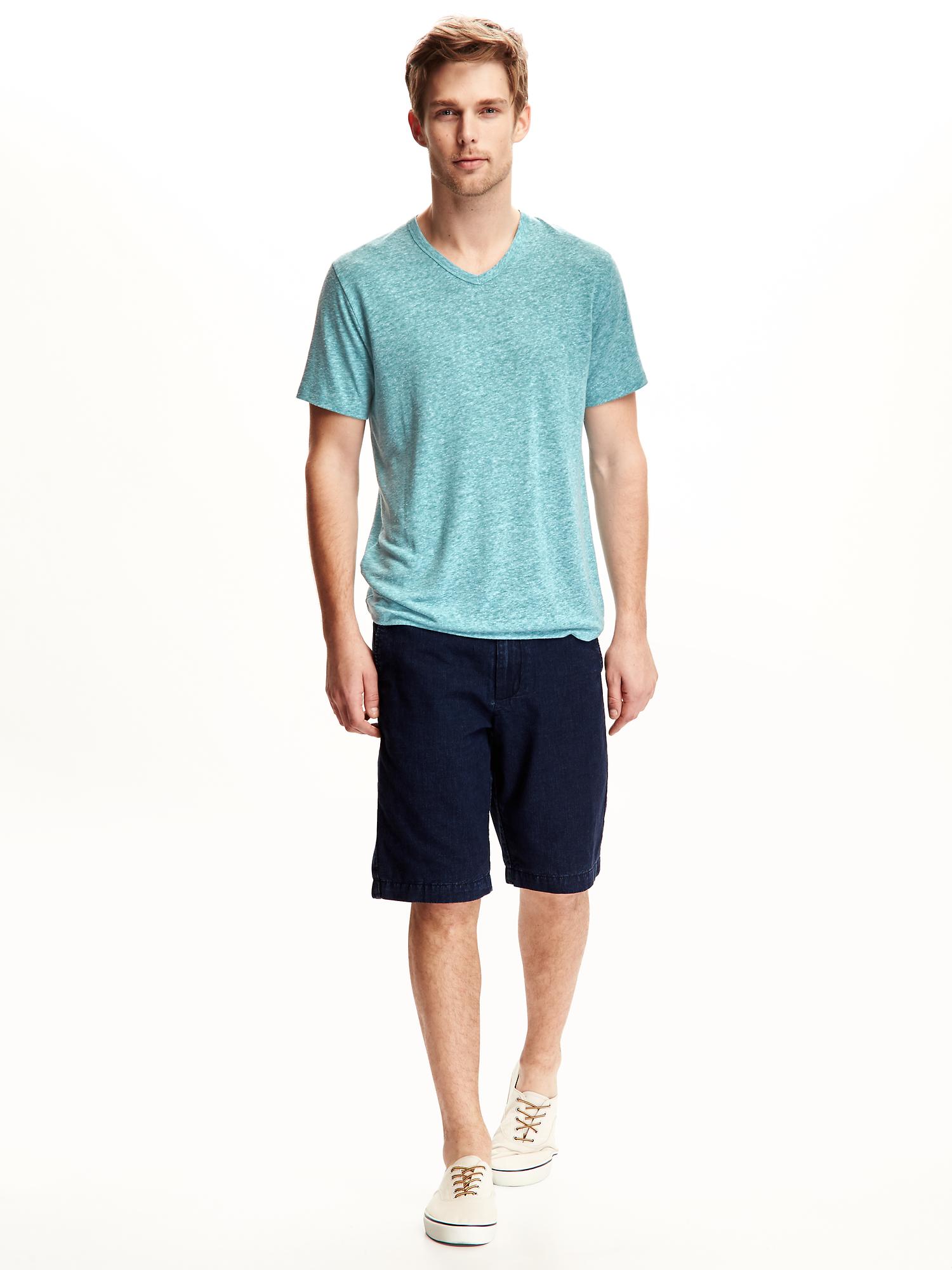 Linen-Blend V-Neck Tee for Men | Old Navy