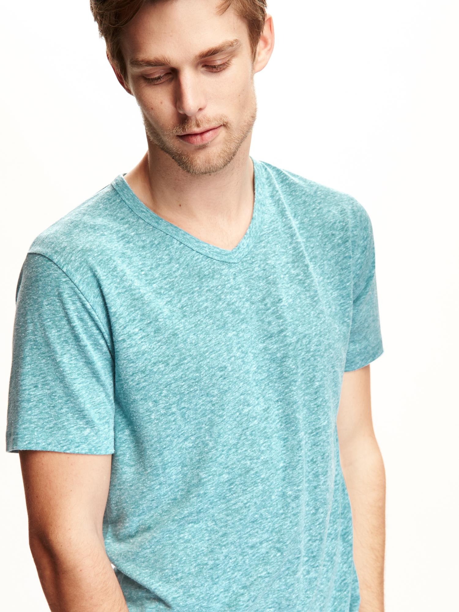 Linen-Blend V-Neck Tee for Men | Old Navy