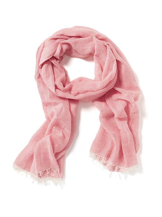 View large product image 1 of 1. Striped Raw-Edge Scarf for Women
