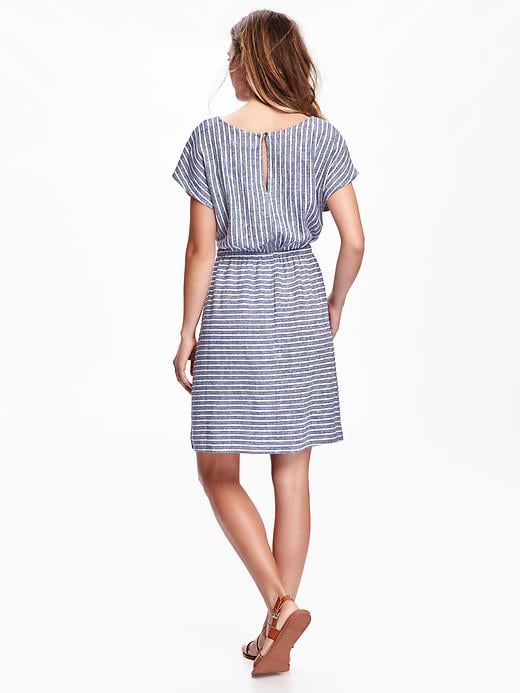 Image number 2 showing, Patterned-Linen Waisted Shift Dress for Women