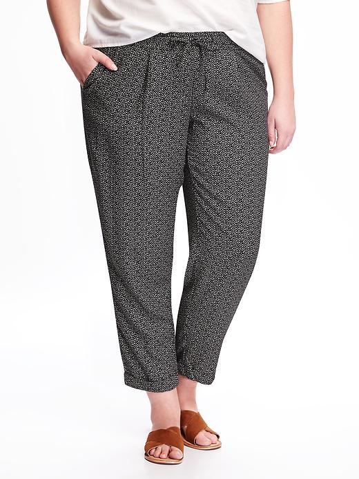 View large product image 1 of 1. Mid-Rise Drapey Plus-Size Pants