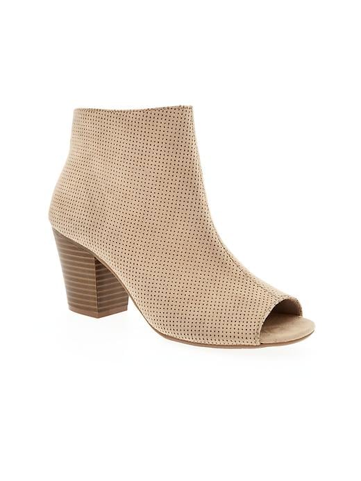 View large product image 1 of 1. Sueded Ankle Peep-Toe Booties for Women