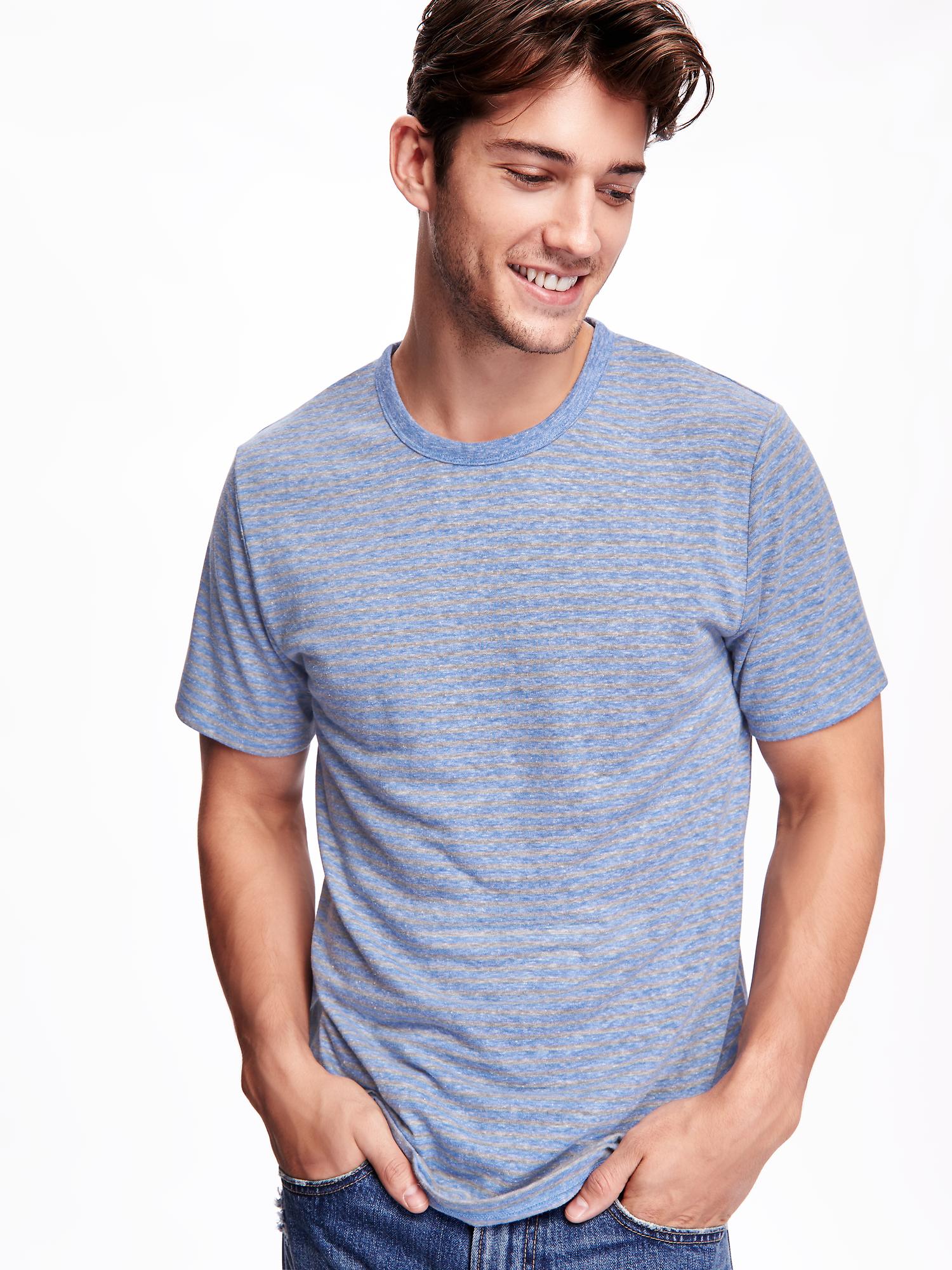 Striped Linen-Blend Tee for Men | Old Navy