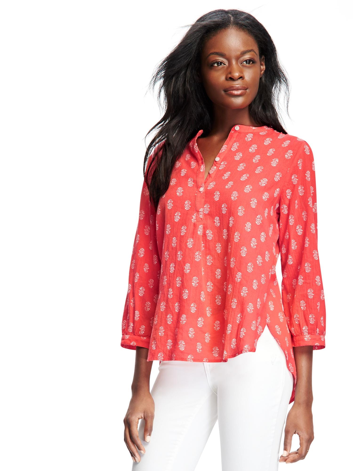 Mandarin-Collar Gauze Shirt for Women | Old Navy