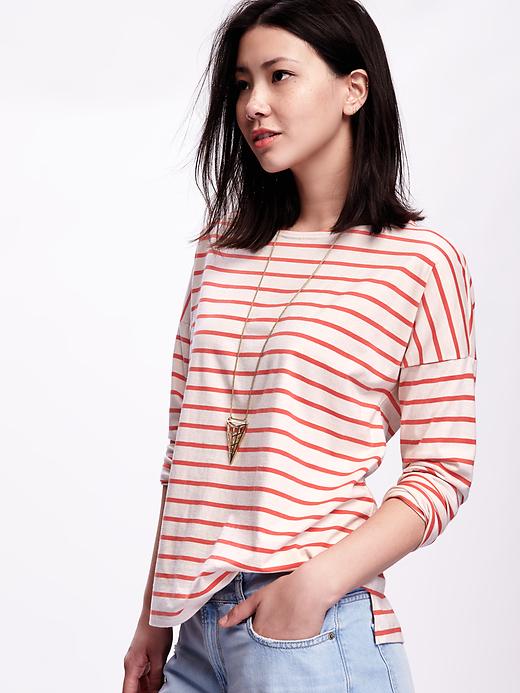 Image number 4 showing, Striped Boat-Neck Tee for Women