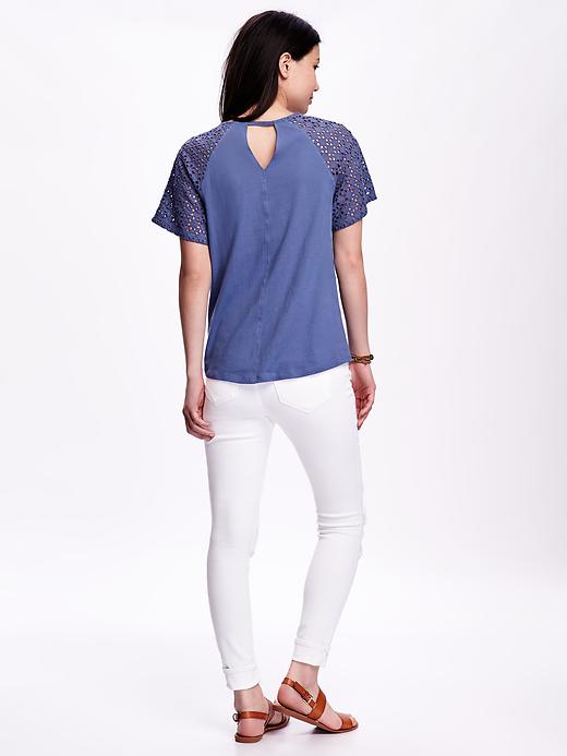 Image number 2 showing, Relaxed Eyelet-Sleeve Top for Women
