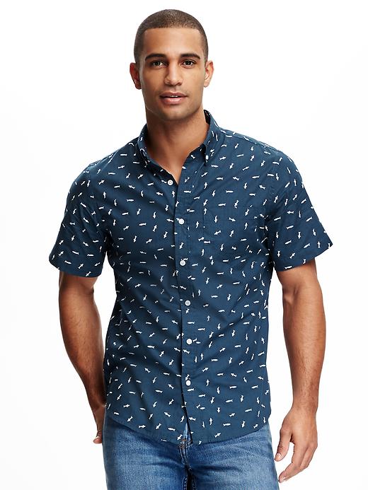 View large product image 1 of 2. Slim-Fit Classic Printed Shirt for Men