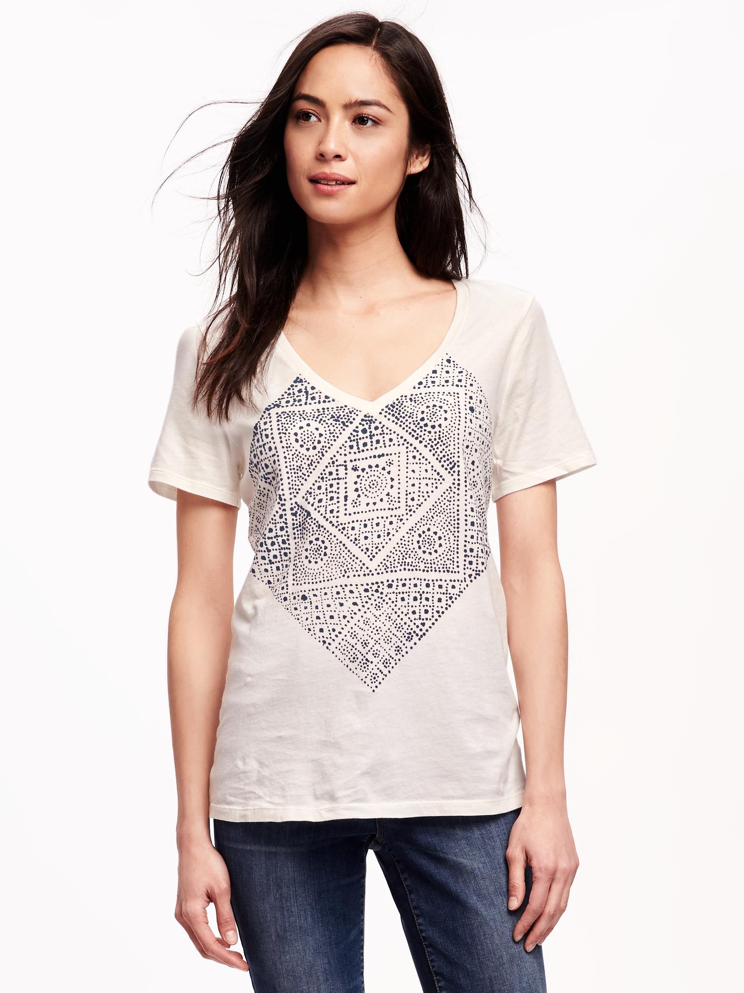 Relaxed Graphic VNeck Tee for Women Old Navy