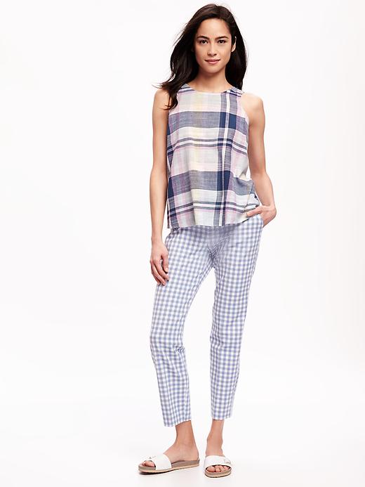 Image number 3 showing, Button-Back Plaid Trapeze Tank for Women
