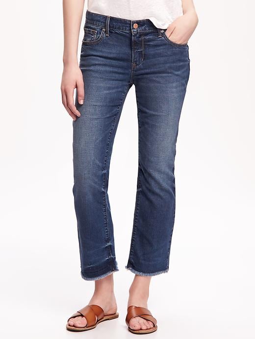View large product image 1 of 2. Mid-Rise Cropped Flare Jeans for Women