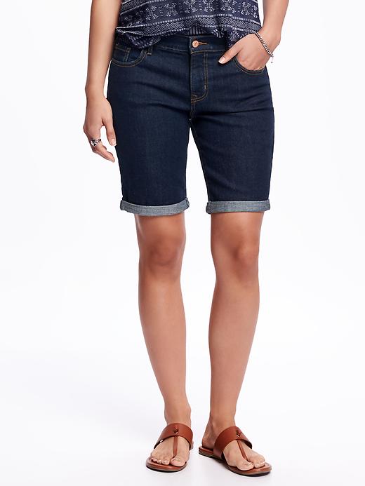 View large product image 1 of 2. Cuffed Denim Bermudas for Women