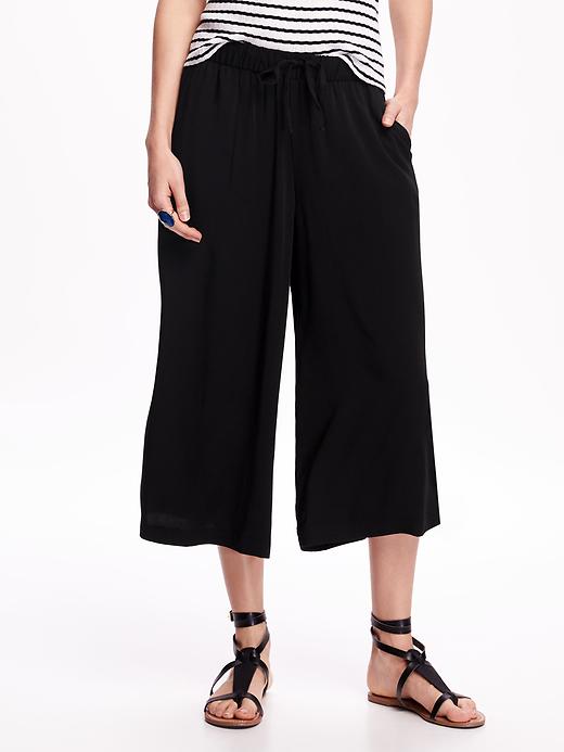 View large product image 1 of 2. Wide-Leg Cropped Drawstring Pants for Women