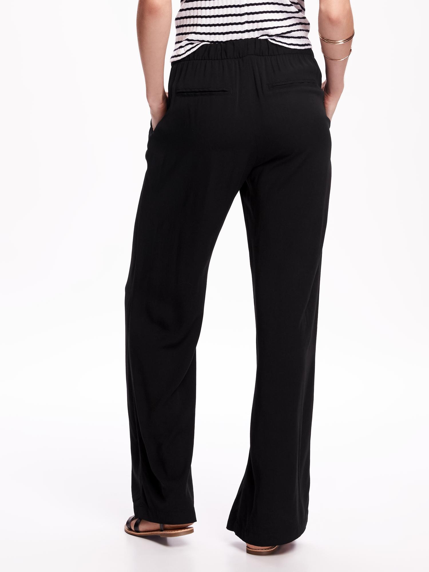 Mid-Rise Wide-Leg Drapey Pants for Women | Old Navy