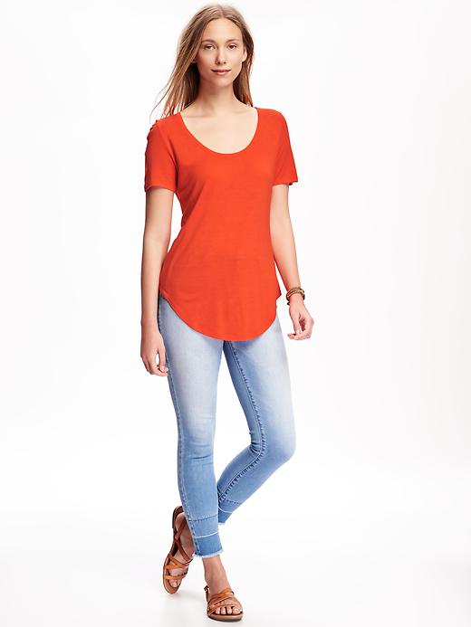 Image number 3 showing, Relaxed Curved-Hem Tee for Women