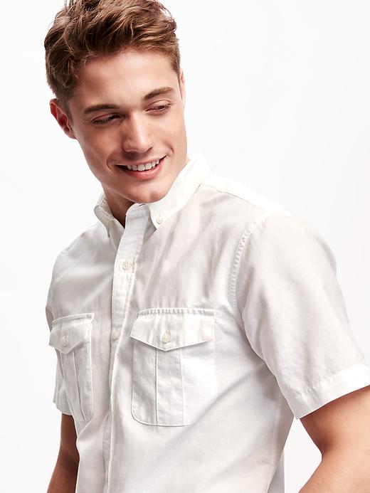 Image number 4 showing, Slim-Fit Linen-Blend Shirt for Men