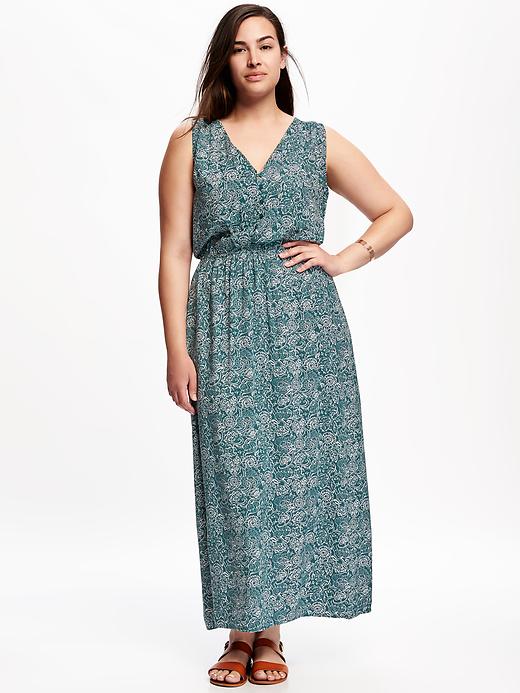 Image number 1 showing, Patterned Plus-Size Sleevless Dress