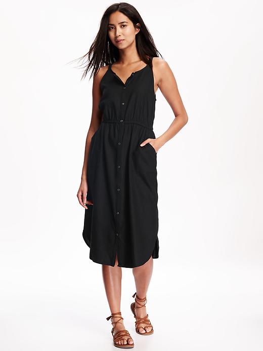 View large product image 1 of 1. Button Down Waisted Midi Dress for Women
